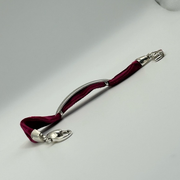 Brighton Believe in Miracles Bracelet Purplish Red Velvet Band Silver Plated - Picture 9 of 11